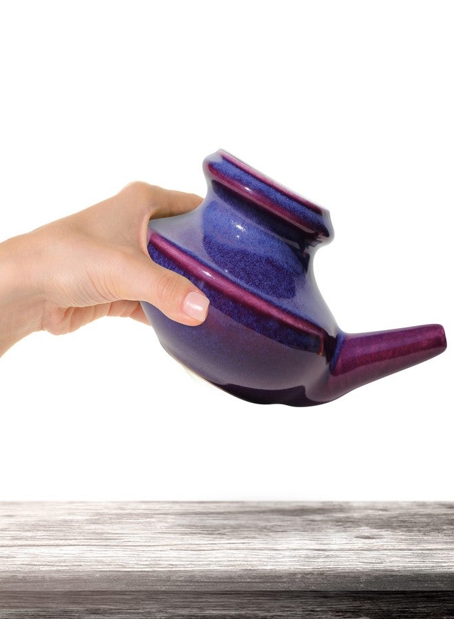 Baraka Neti Pot Tool Kit - Snoring & Saline Solution, Handcrafted Ceramic Dishwasher Safe with 2oz Mineral Sea Salt for Nose Cleaning & Sinus Rinse Perfect for Allergy Relief in Adults & Kids (Purple) - Image 4